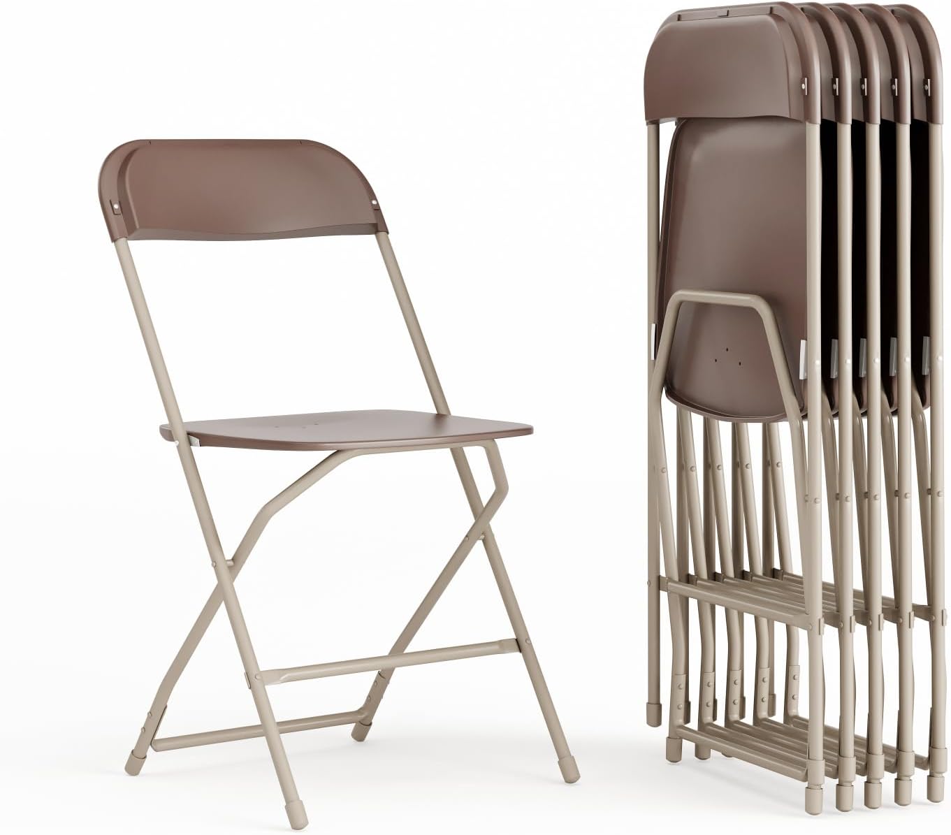 Flash Furniture Hercules Series Plastic Folding Chair - Brown - 6 Pack 650LB Weight Capacity Comfortable Event Chair-Lightweight Folding Chair