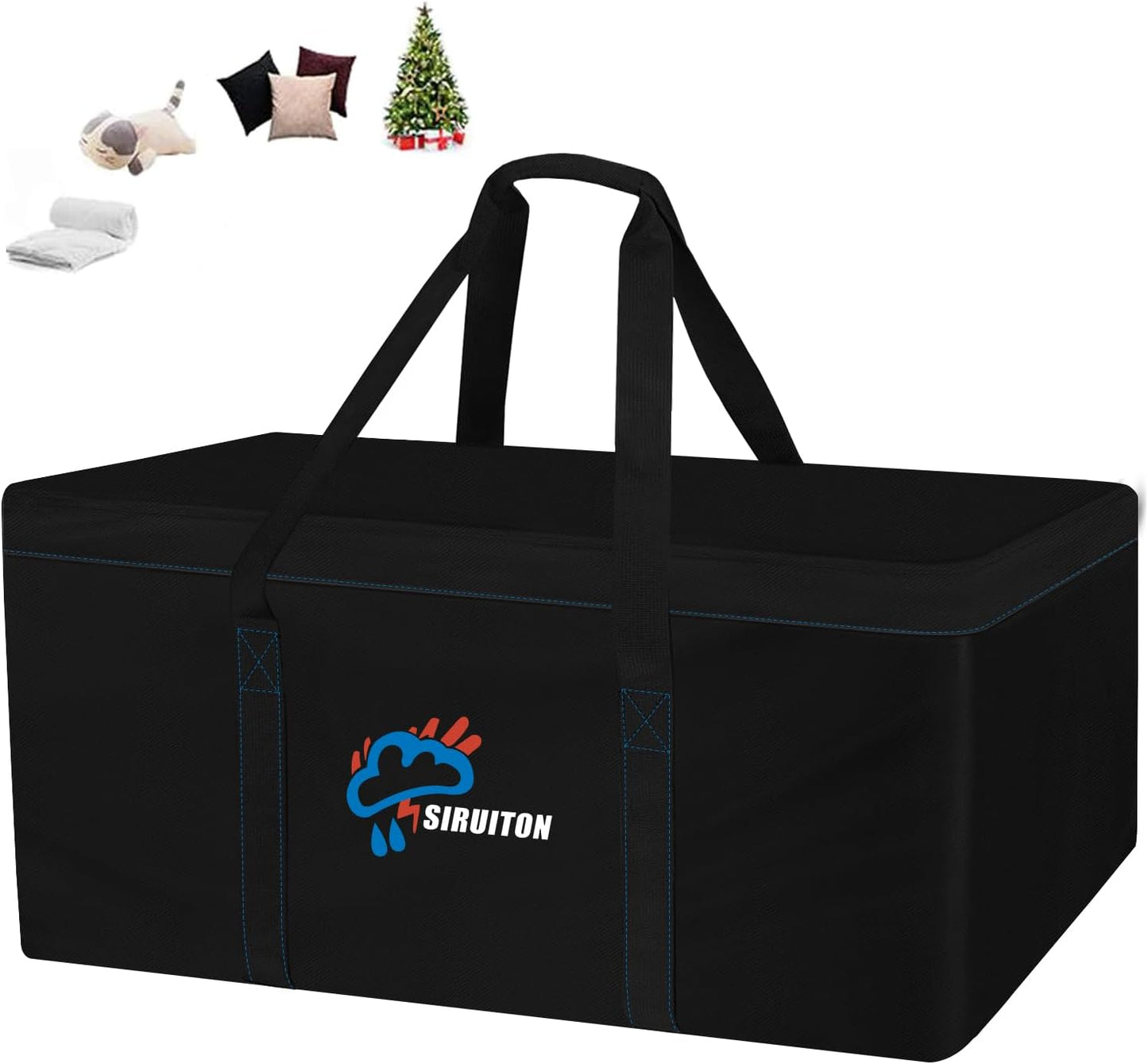 SIRUITON 51.2”L x 15.7”W x 23.6”H Outdoor Cushion Storage Bag,Patio Furniture Cushion Storage Bag,Heavy Duty Rip Proof 600D Oxford,with Handle and Zipper of Waterproof Garden Cushion Storage Covers