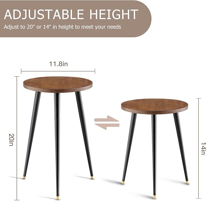 Tall Plant Stand Indoor, Mid Century Wood Plant Stand Plant Table for Flower Pots, Heavy Duty Metal Plant Holder, Modern Home Decor Small Round Side End Table (11.8"x20")