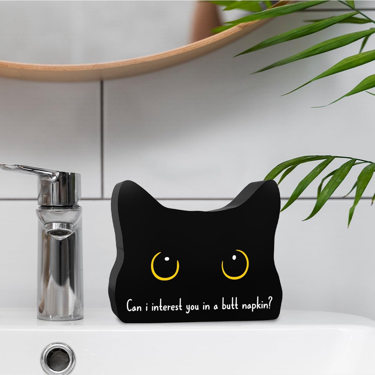 Can I Interest You in a Butt Napkin Funny Bathroom Acrylic Decor Sign Black Cat Decor Cat Decor for Home Bathroom Cat Lover Gifts For Women Men