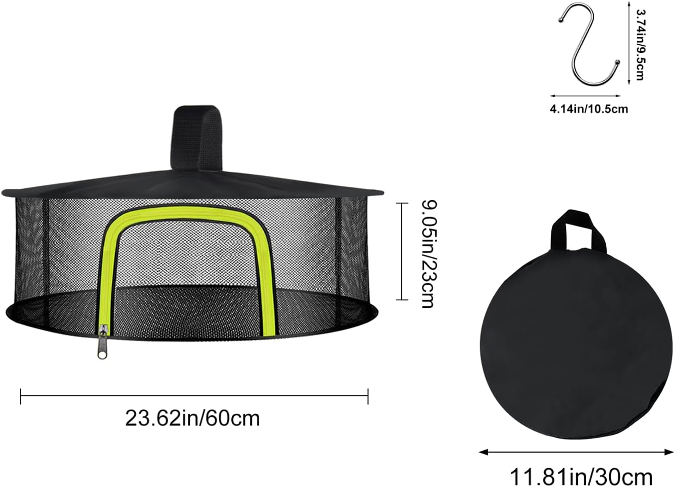 1 Layer Herb Drying Rack, Herb Drying Rack Hanging Mesh, Foldable Bud Drying Net with U-Shaped Zipper, Hooks, for Drying Herbs Plants, Flowers, Fruits, Food, Camping (1 Layer-23.62'')