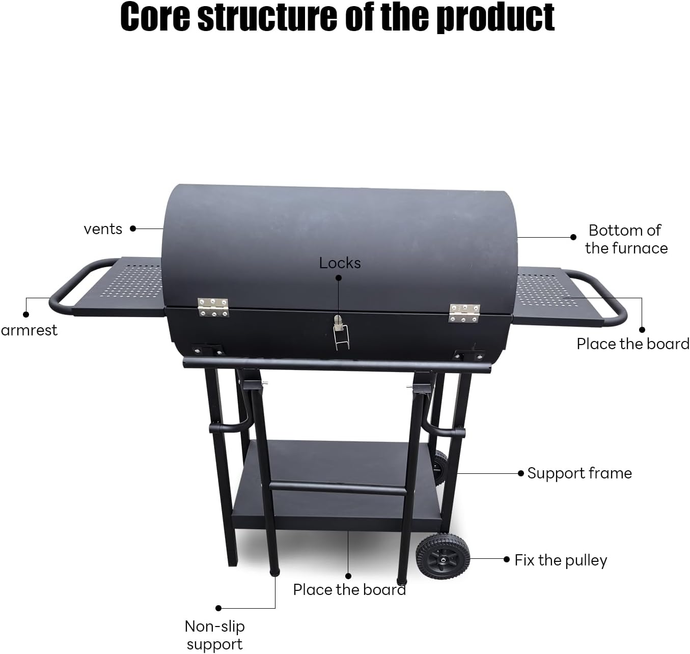 Charcoal Grill - Charcoal Barrel Grill with side shelf, Large Stainless Steel BBQ Grill suitable for outdoor camping,backyards, and patios (Extra Large)