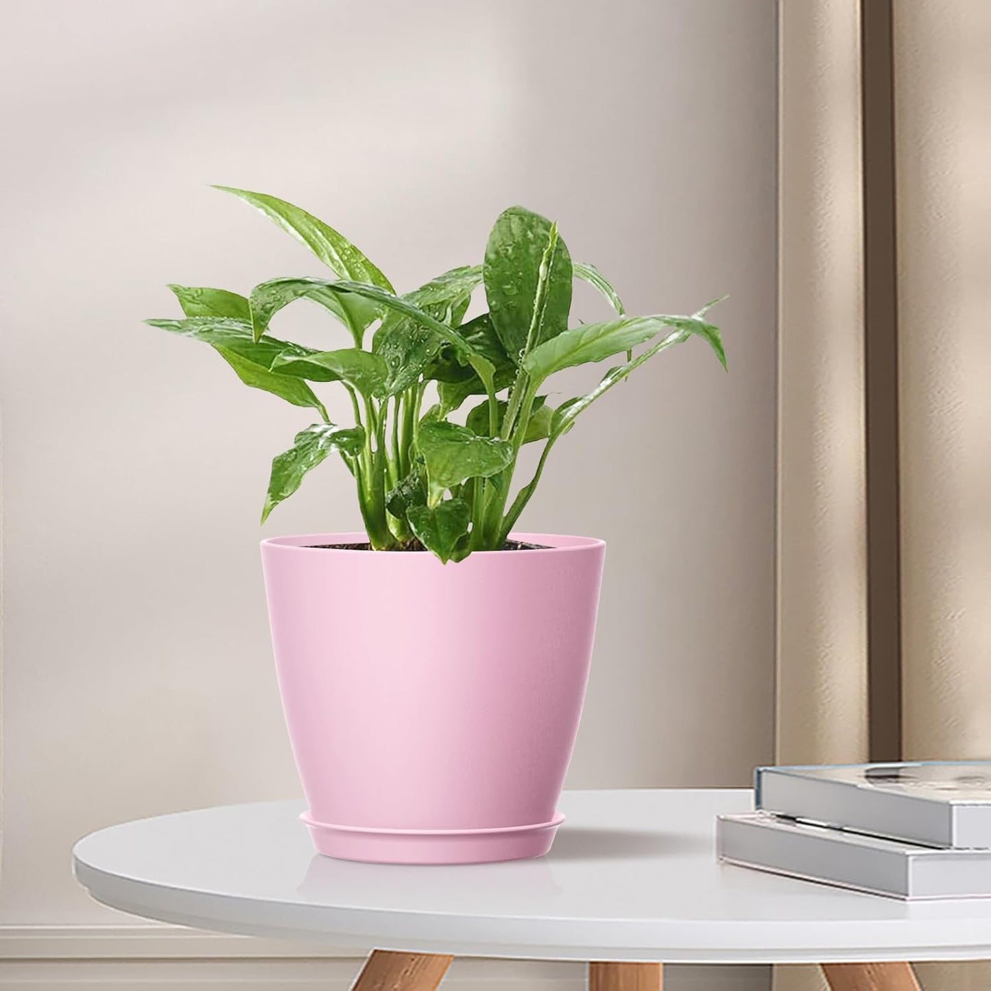 16 Pack 4 Inch Plant Pots with Drainage Holes and Saucers, Pots for Plant Indoor, Plastic Planters for Succulents and Small Plants, Colorful