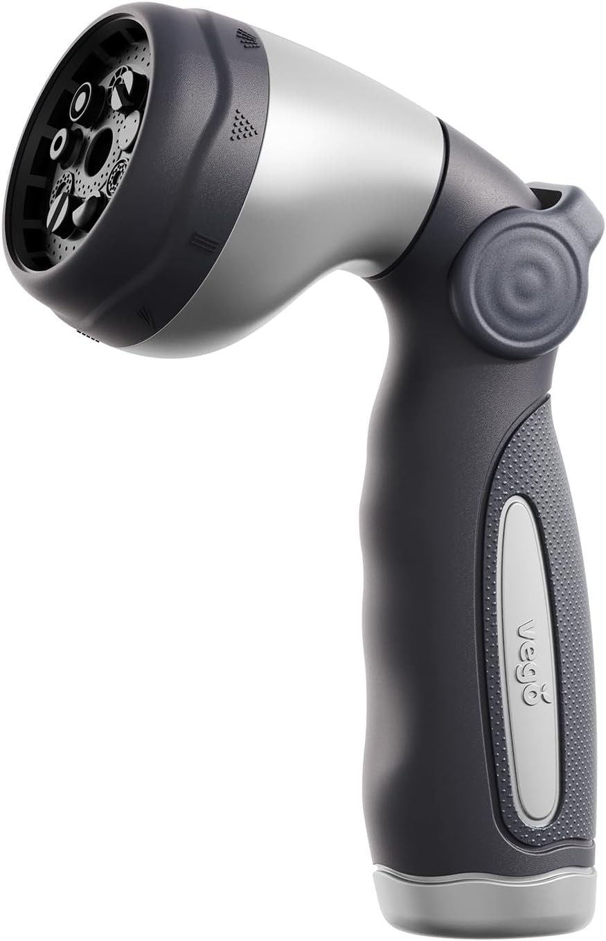 Garden Hose Nozzle - 9 Spray Patterns, Metal, Thumb Control, On/Off Valve, High Pressure Heavy Duty Water Hose Spray Nozzle for Gardening, Lawn Care, and Cleaning Tasks-Tidepool Blue