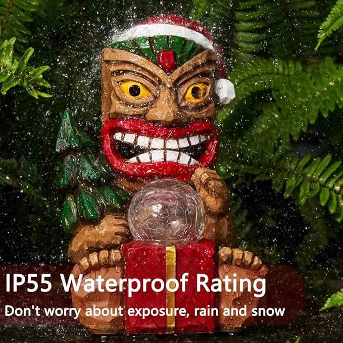 Outdoor Garden Decor-Christmas Tiki Totem Statues Light Beautiful Gift-Giving for Your Indoor Christmas & Holiday Decorations（9.65“）