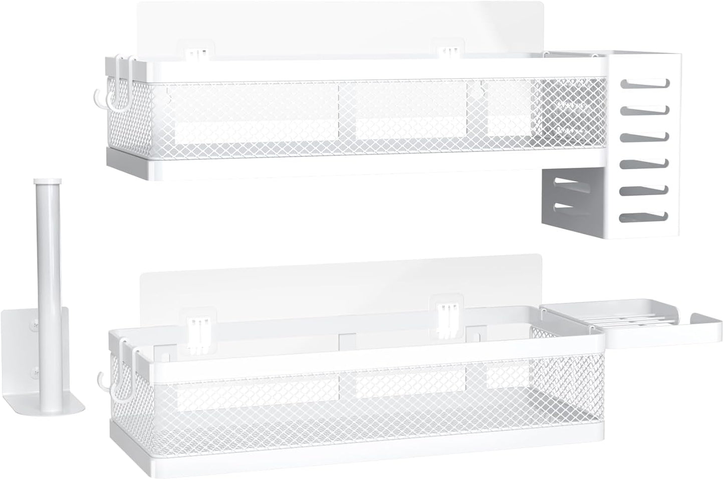 PUSDON Metal Wall Hanging Basket 2 Packs DIY Suitable for Multiple Scenes - Middle White Netting Suit