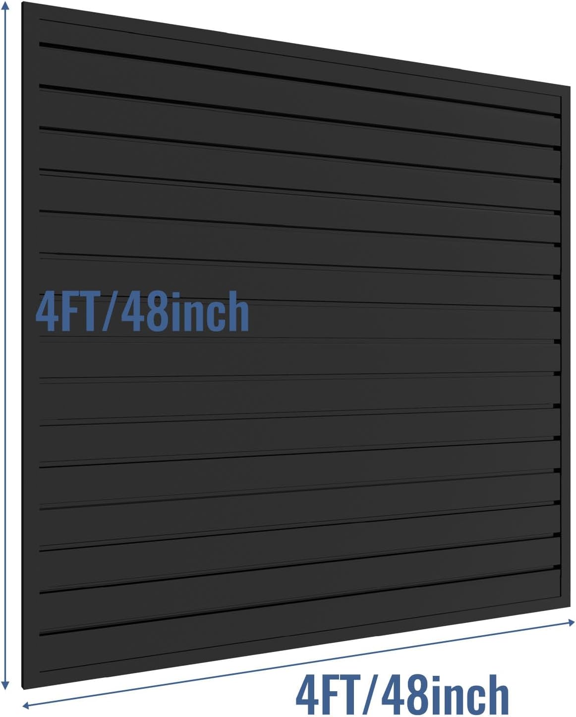 Slatwall Panel Garage Organizer PVC Slatwall Heavy Duty Wall Mounted Rack, Interlocking Slat Wall Panels for Tool Organization Peg Board(Black 4 x 4 ft)