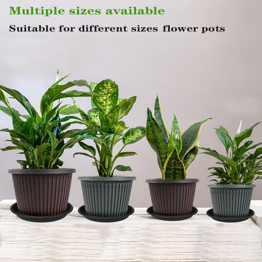 5 Pack of 14 inch Plant Saucer Plant Tray, Plastic Plant Saucer 14 inch, Heavy Duty Plant Tray for Pots, Plant Saucers for Indoors Planter, Garden Water Plate Bowls for Gallon Grow Bags (Black)