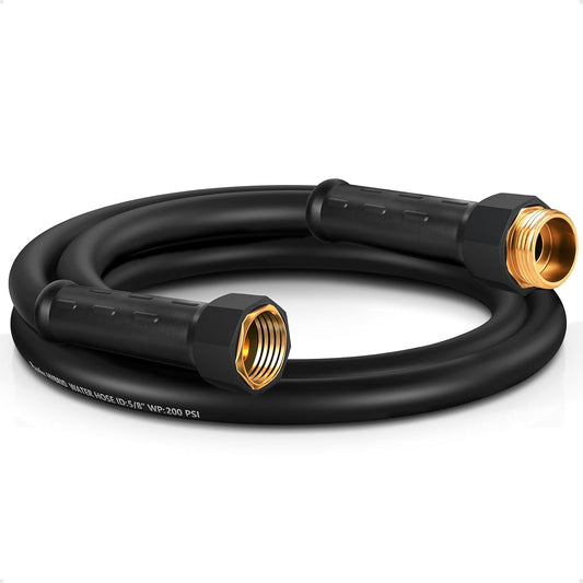 Short Garden Hose 6ft x 5/8", NON-EXPANDABLE Heavy Duty Premium Flexible Water Hose, No Kink, Leakproof, Lightweight Hybrid Hose with Male to Female Fittings for Household、Backyard