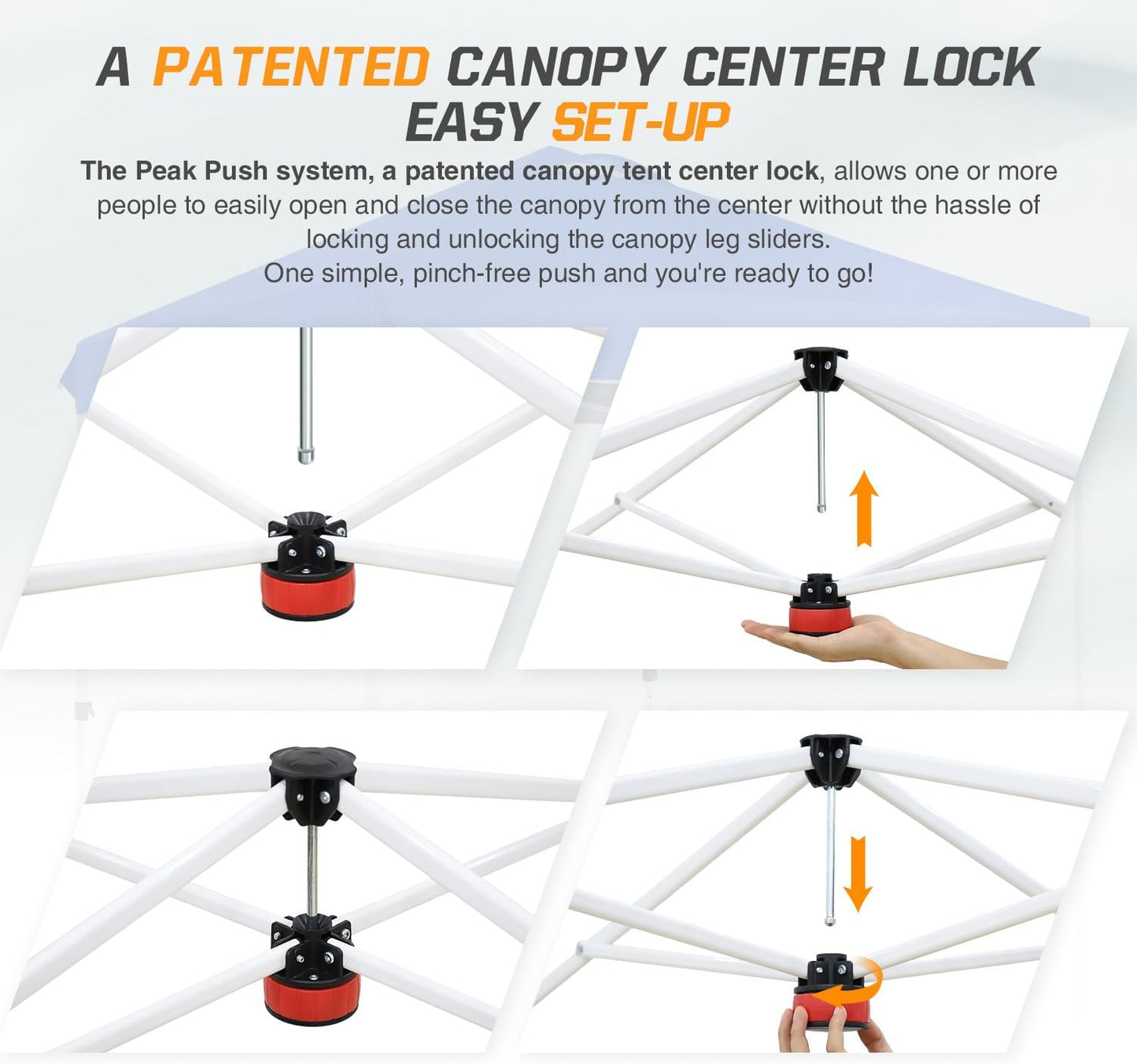EAGLE PEAK Pop Up Canopy Tent with Wheeled Carry Bag, 8 Stakes, 4 Ropes, Easy Set Up Tent Canopy, 8x8 ft, American Flag