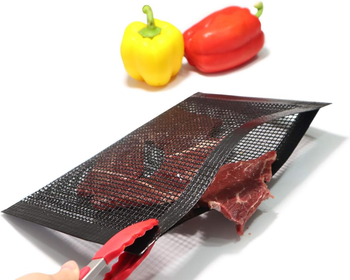 Bluedrop Non Stick Mesh Bag For Grill PTFE Toaster Oven Bags Barbecue Pockets Sheets Pack of 2