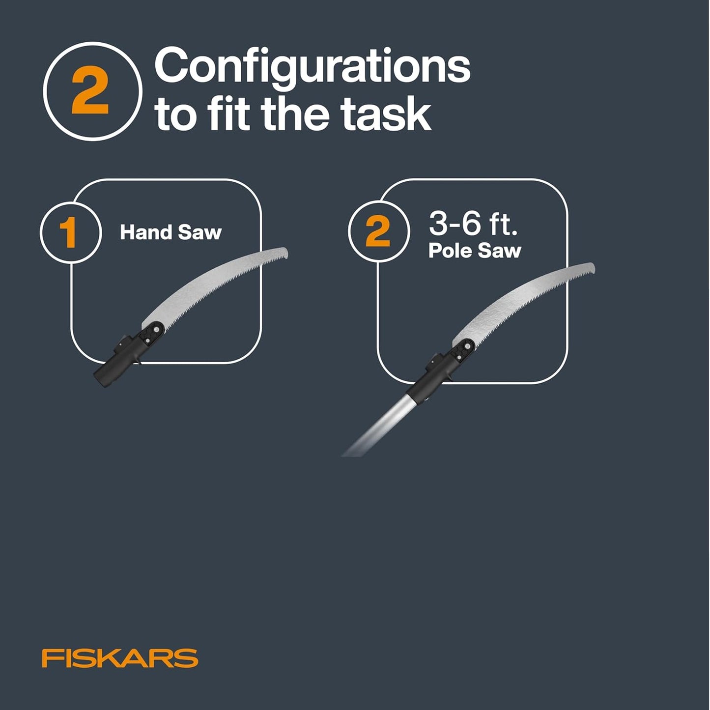 Fiskars XtendControl Extendable Tree Pruner (6 ft), Adjustable Branch Trimmer with 15" X1 Saw with Hand Saw Option, 3-6 ft Extension Pole, and Secure Locking System for Precision Cutting