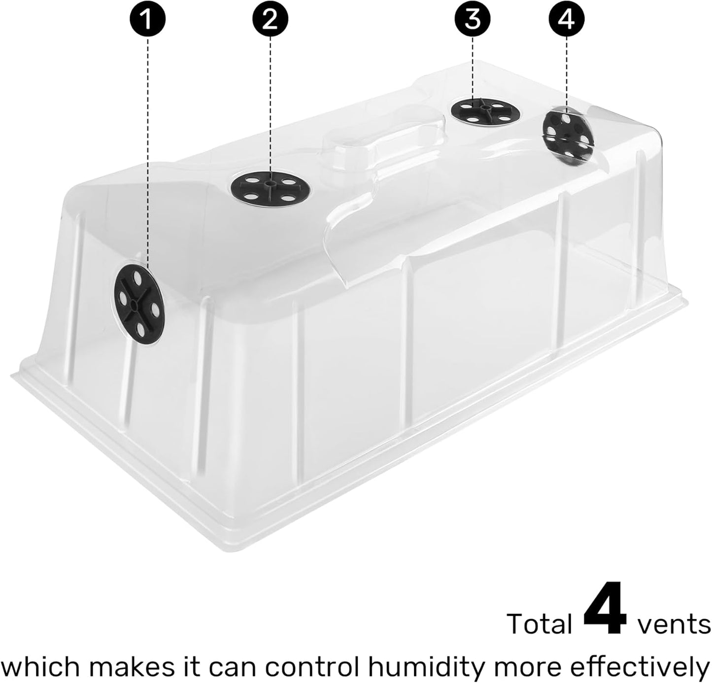 MIXC 10 Pack Humidity Dome 7" Tall Extra Strength, 1020 Growing Trays Cover, Propagation Seed Cloning Lid Vented for 10 x 20 Inch Flat Tray and Seed Starting Germination, Black