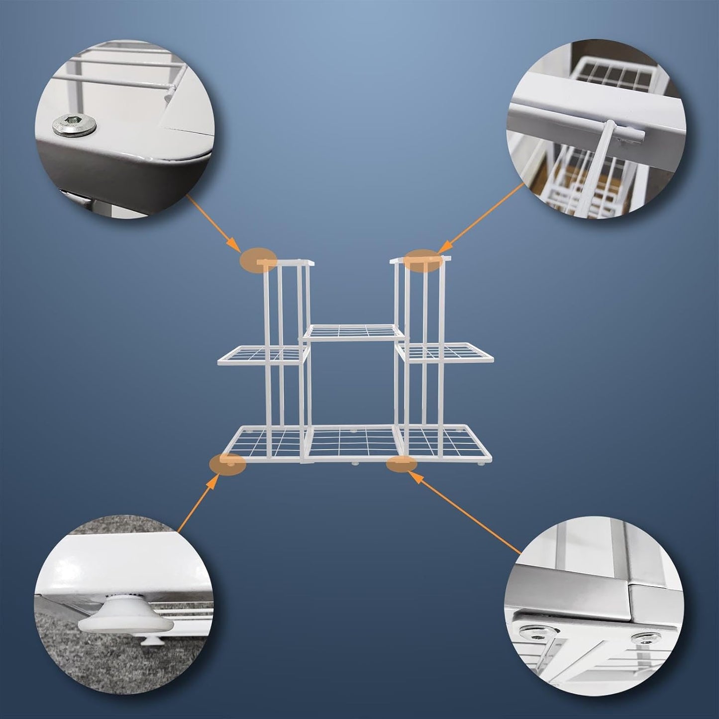 3 Tier 8 Potted Metal Large Plant Stand for Indoor Outdoor Flower Pot Display Planter Shelf, White