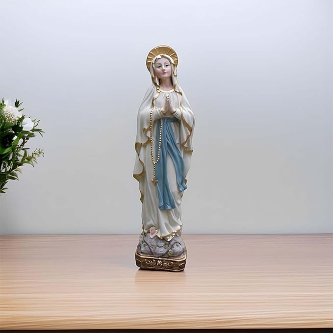 MeritMode 15" H Virgin Mary Praying Statue - Lourdes Catholic Collectible Figurine, Blessed Mother Figurine, Ideal Religious Gift for Home Décor & Outdoor Garden Decorations