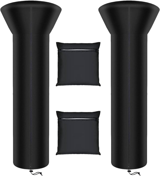 Siruiton Patio Heater Covers with Zipper & Air Vent - Waterproof, Dustproof, Wind-Resistant, UV/Snow-Resistant, 420D - Black (2 Pack, 87" Height x 33" Dome x 19" Base)