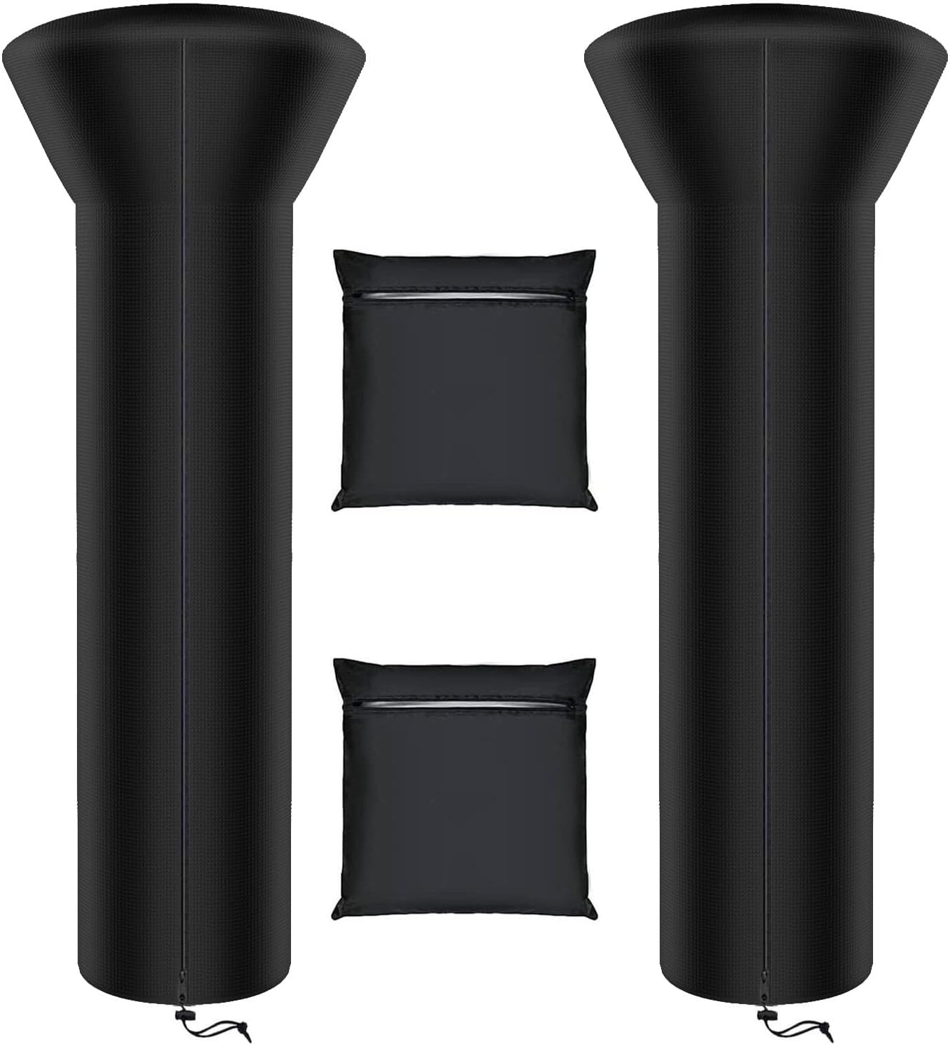 Siruiton Patio Heater Covers with Zipper & Air Vent, Waterproof, Dustproof, Wind & Snow-Resistant, 420D UV-Resistant, Black, 2 Pack (89" Height x 33" Dome x 19" Base)