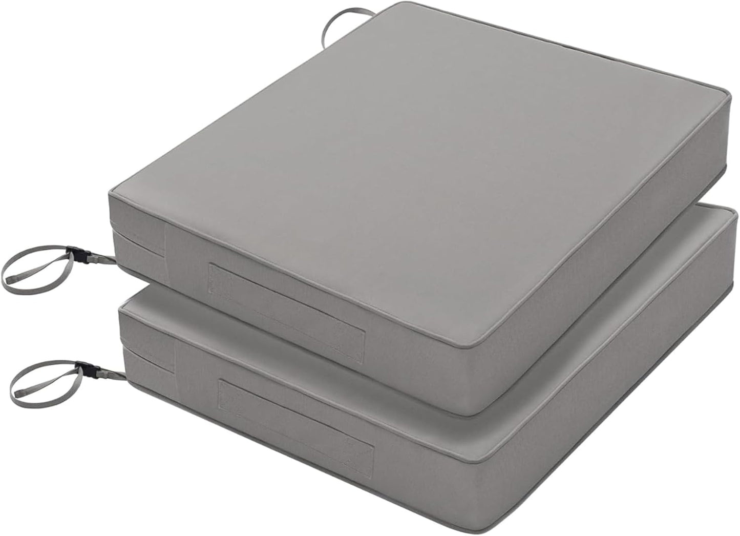 Favoyard Patio Chair Cushions 18.5 x 16 x 3 Inch Waterproof Outdoor Seat Cushions for Patio Furniture 3-Year Color Fastness Garden Sofa Couch Chair Pads with Handle & Adjustable Straps Set of 2, Grey