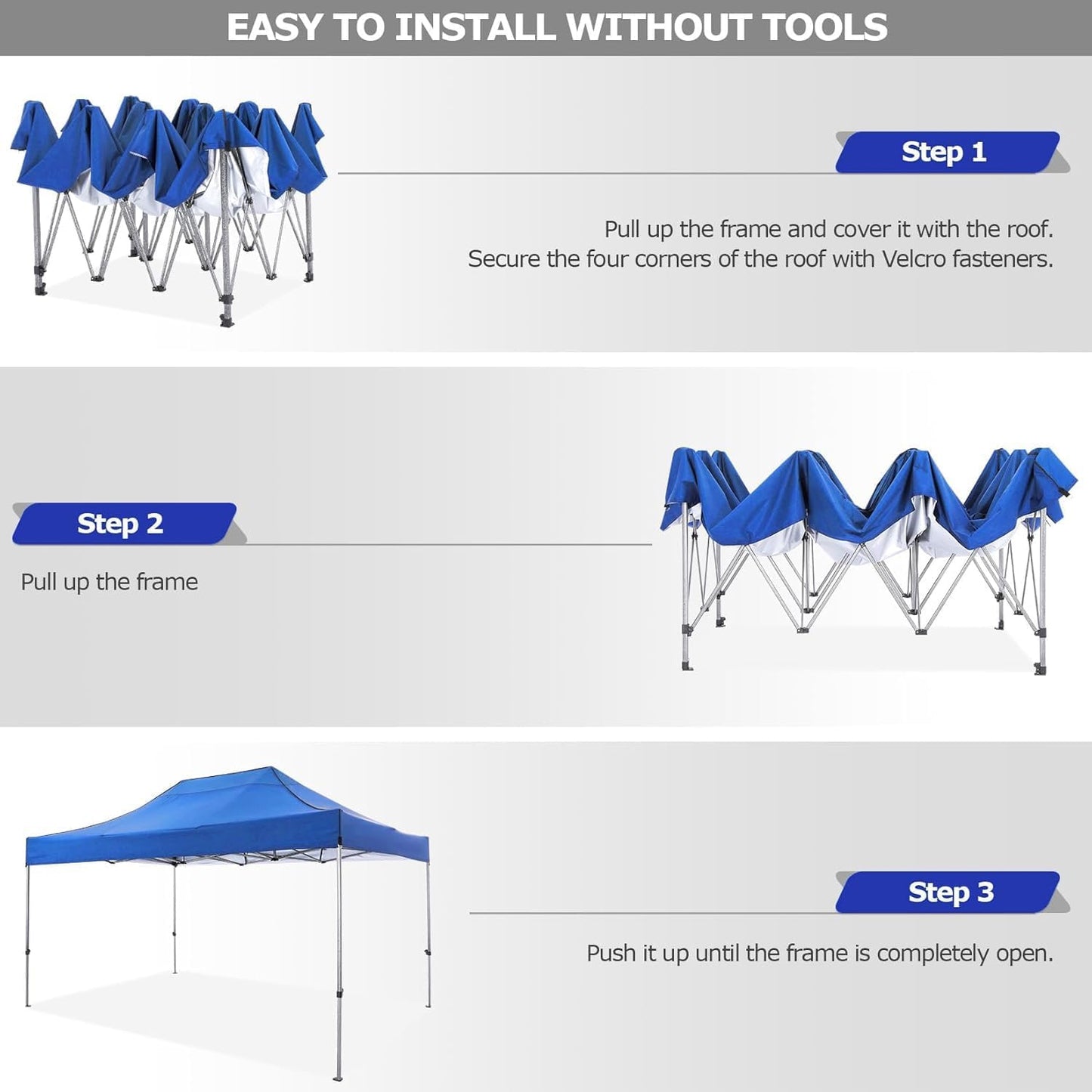 COBIZI 10x15 FT Heavy Duty Pop up Canopy Tent with 4 sidewalls Commercial Outdoor Canopy Wedding Party Tents for Wedding All Season Wind & Waterproof Gazebo with Carry Bag, Blue(Frame Thickened)