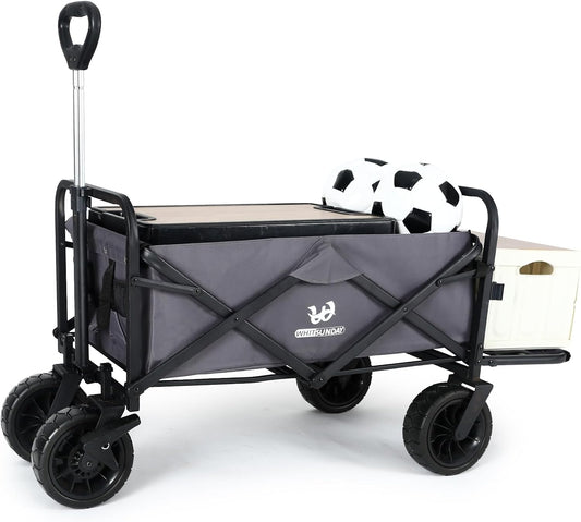Whitsunday Collapsible Wagon with Tailgate for Camping Outdoor (Dark Grey, No Table)