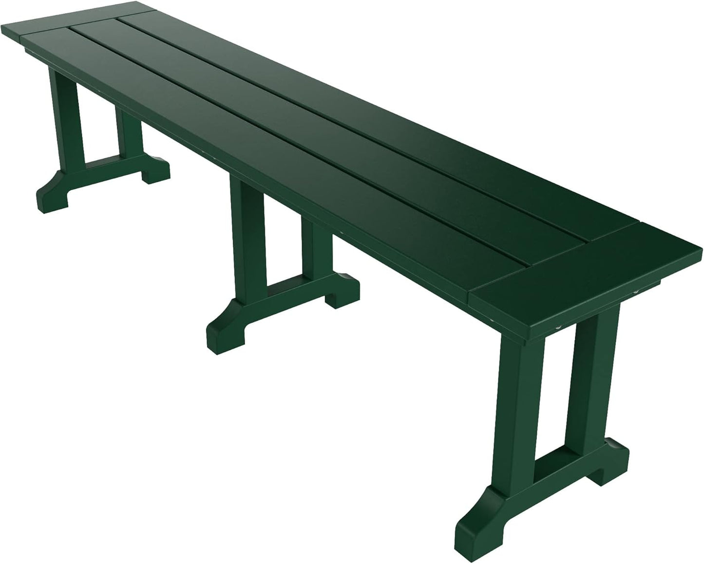 WestinTrends Malibu 65" Outdoor Dining Bench, All Weather Resistant Poly Lumber Patio Garden Bench Trestle Long Bench for Both Outdoor and Indoor, Dark Green