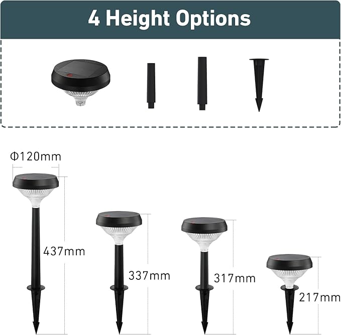 Linkind Solar Pathway Lights 4 Pack, Solar Lights Outdoor, Warm White Solar Path Lights Waterproof, Solar Lights for Walkway Yard Landscape Garden