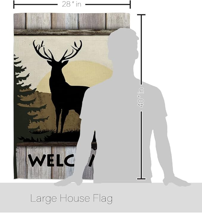 Breeze Decor Welcome Deer Nature Wildlife Decorative Vertical Garden Flag, 28" X 40", Multi-Color