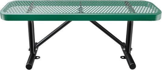 Thermoplastic Coated Iron Park Bench for Outside, Heavy Duty Metal Garden Bench, Expanded Commercial Grade Seating for Shopping Malls, Lawn Yard Porch Entryway (Green without Backrest, 48IN)