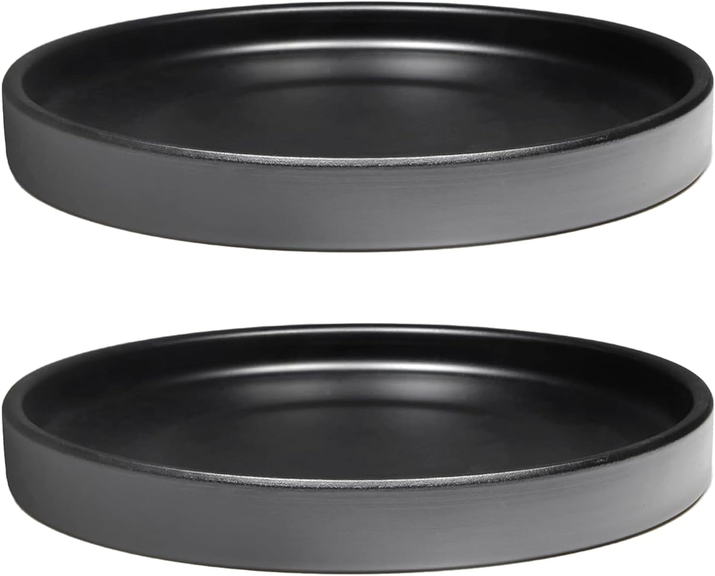 2 Pack Ceramic Plant Saucer Pot Tray 8 Inch, Planter Saucers 4 5 6 7 8 9 10 11 12 13 Inch for Indoors Outdoor, Durable Sturdy Flower Drainage drip Water Tray for Glazed Pots Base (8.5 Inch-Black)