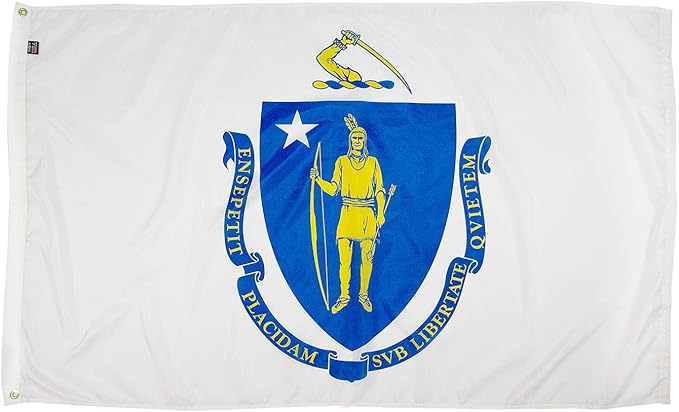 FlagSource Massachusetts Nylon State Flag, Made in the USA, 4x6'