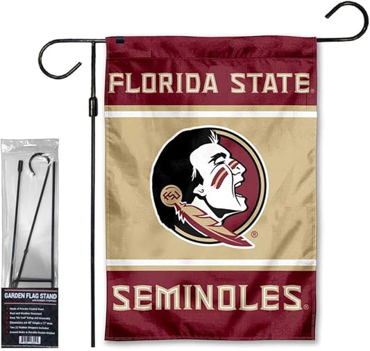 Florida State Seminoles Garden Banner Flag with Flag Pole Stand Set