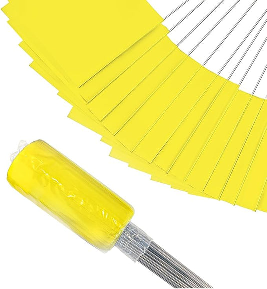 Zozen 100Pack Yellow Marking Flags, Writable/15x4x5 Inch, Yard Flags for Lawn & Irrigation & Landscape & Sprinkler & Survey & Dog Training.