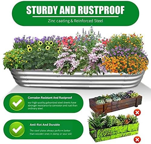 6 ft x 2 ft Raised Garden Bed Metal Elevated Planter for Vegetable Flower Herb (2pk)