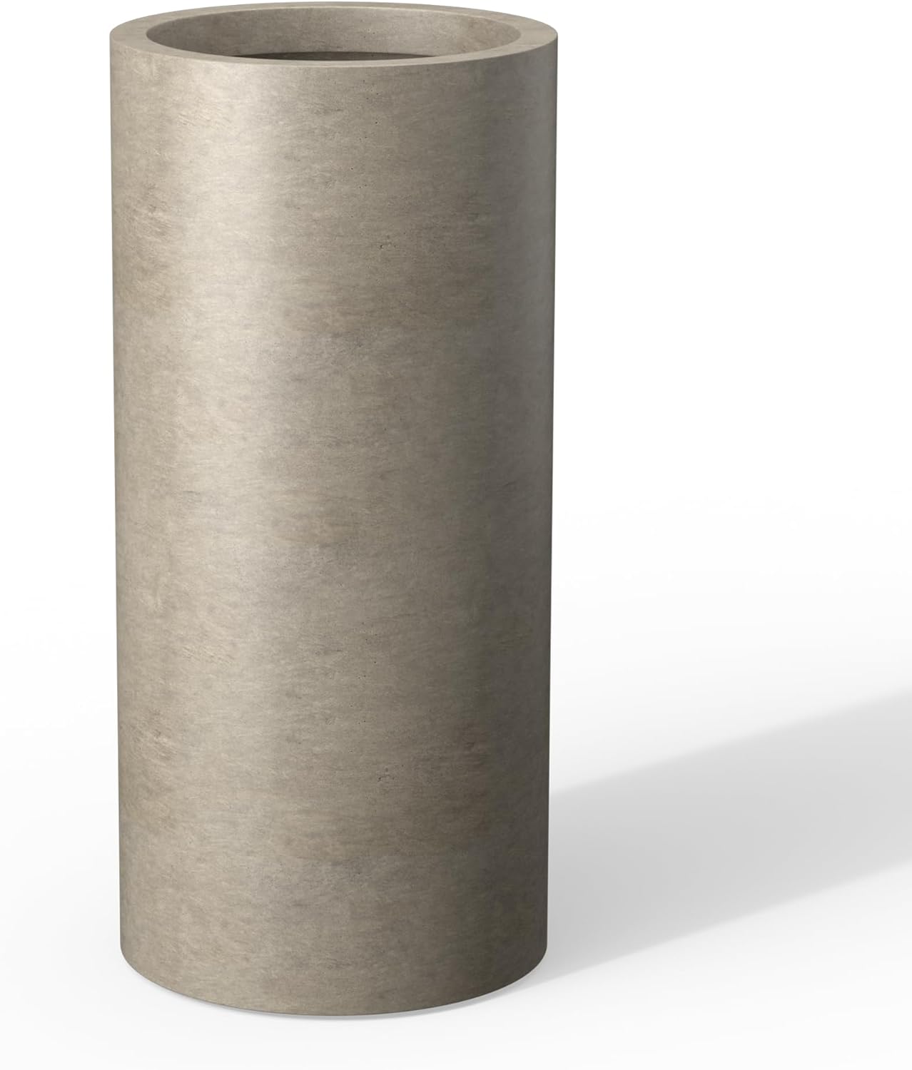 Kante 23.6 Inch Tall Cylindrical Planter, Large Round Plant Pots with Drainage Hole, Made with Concrete, Suitable for Indoor Outdoor Plants, Home Decor, Weathered Concrete