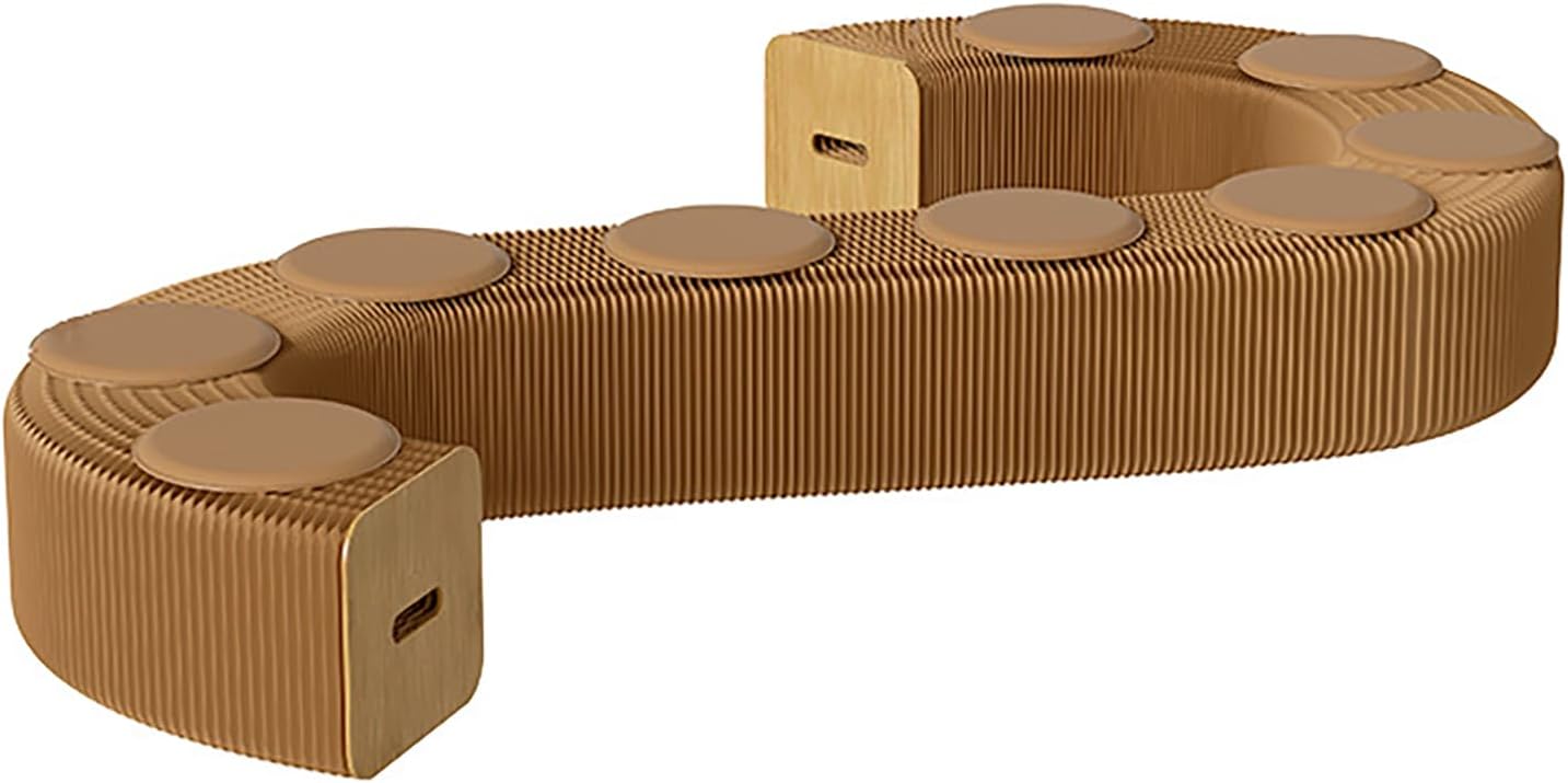 Foldable Kraft Paper Stool, Honeycomb Accordion Folding Bench, Collapsible Paper Stool for Small Spaces, Portable Footrest and Side Table for Living Room and Office,Brown-30×30×600cm