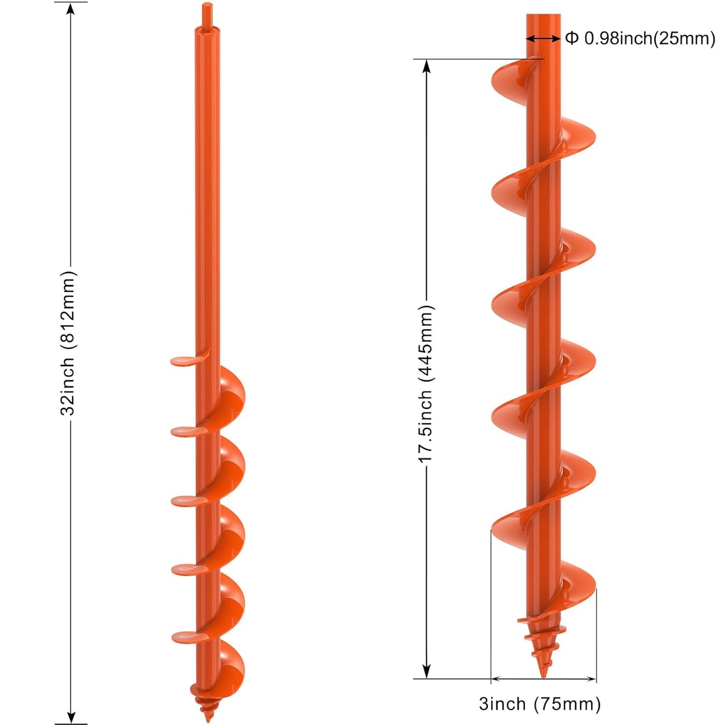 Auger Drill Bit for Planting 3''x32'' Garden Earth Auger 3mm Thicker Drill Augers for Digging Holes Heavy Duty Auger Post Hole Digger for Bulb, Flowers, Plants - Fits 3/8" Hex Drive Drill