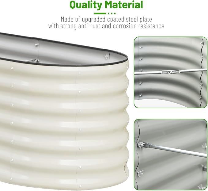 SnugNiture 8x2x2ft Raised Garden Bed Kit, 24" Tall Outdoor Metal Raised Planter Box for Planting Plants Vegetables Flowers Fruits, White