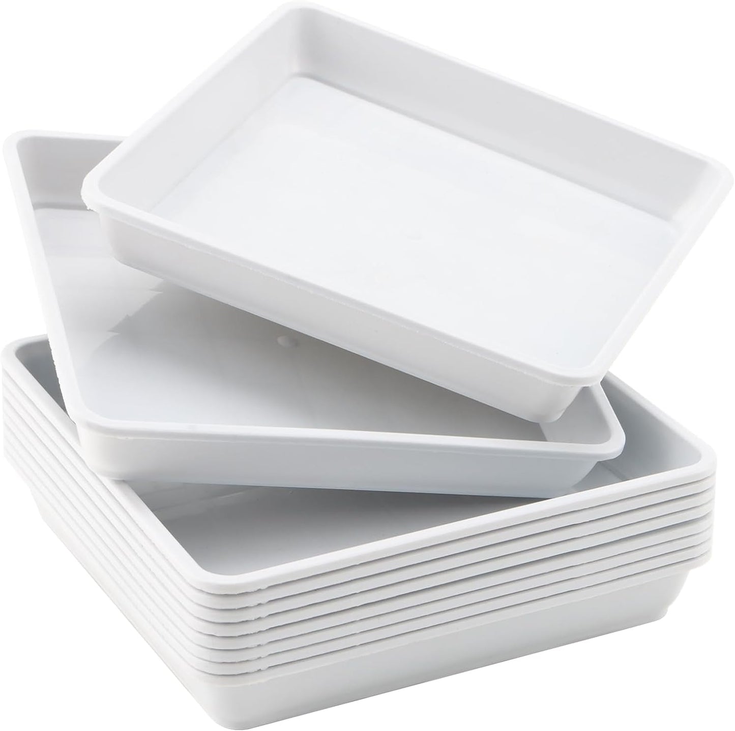 JOIKIT 10 PCS 11.4 x 11.4 Inch Square Plant Saucer, 1.6 Inch Deep Plastic Square Planter Base Bottom Pot Trays, Drip Plates for Plant Pot IndoorsOutdoor, White