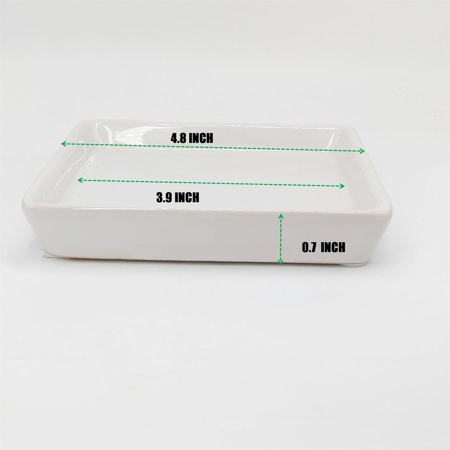 Square Plant Saucer 4 Inch 2 Pack，Plant Trays for Pots, White Ceramic Plant Saucers for Indoors Outdoors, Plant Drip tray 4 6 8 10 12 14 Inch