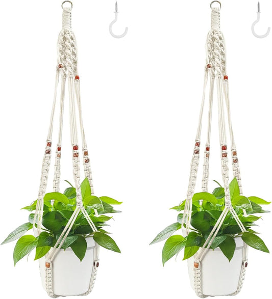 Belit 2 Pack Macrame Plant Hangers Indoor Hanging Planter Basket Decorative Flower Pot Holder Rope for Indoor Outdoor Home Decor