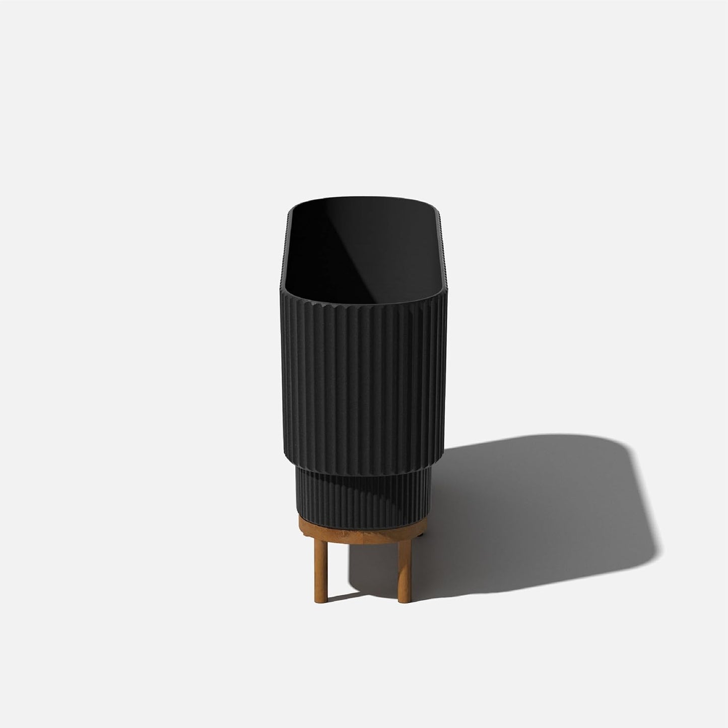 Veradek Demi Series Raised Long Planter for Indoor/Outdoor Use | Made from Plastic & Stone w/Wooden Stand | Modern Patio Décor for Flowers/Shrubs