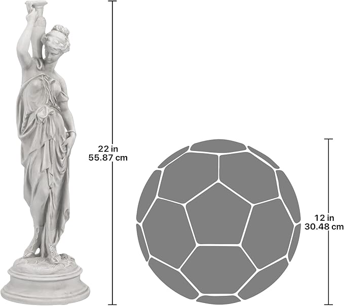 Design Toscano Dione the Divine Greek Water Woman Indoor/Outdoor Garden Statue, Medium, 22 inches tall, Cast Stone Resin, Antique Stone Finish