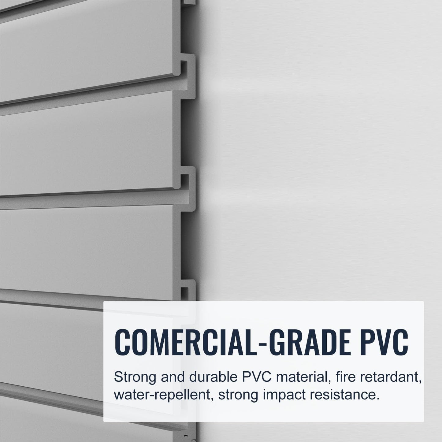 Slatwall Panel Garage Organizer PVC Slatwall Heavy Duty Wall Mounted Rack, Interlocking Slat Wall Panels for Tool Organization Peg Board(Grey 4 x 8 ft)