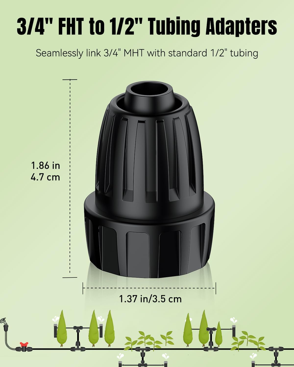 Pawfly 10 Pcs 1/2" to 3/4" Hose Adapter, 1/2 Inch Drip Irrigation Tubing to Faucet/Garden Hose Adapter, 3/4 Inch Garden Faucet Connectors, 3/4" FHT to 1/2" Drip Irrigation Fittings