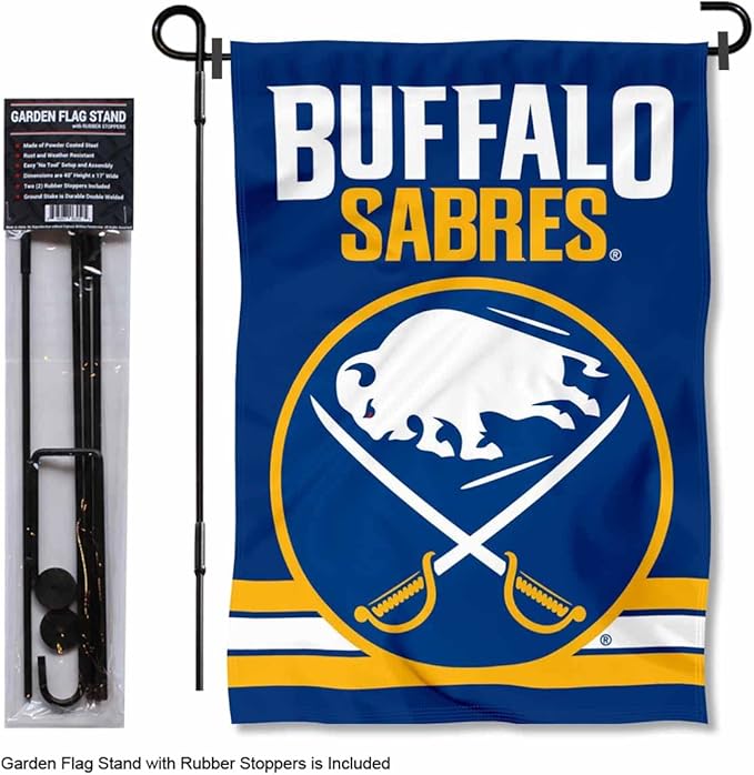 WinCraft Buffalo Sabres New Logo Garden Flag and Pole Stand Holder