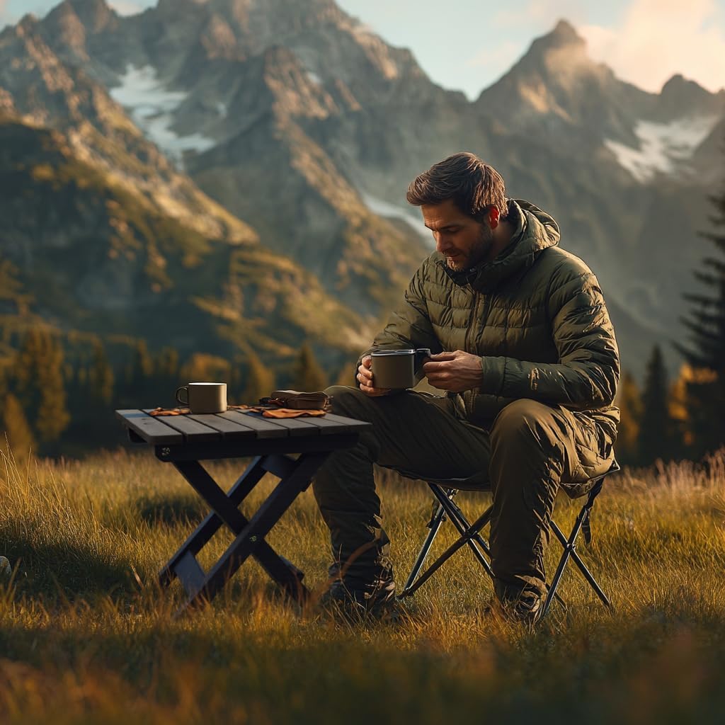 Outdoor Side Table, No Assembly Folding Wooden End Table for Outside or Indoor, Small Patio Tables for Camping, Pool, Bathroom, Backyard and Porch