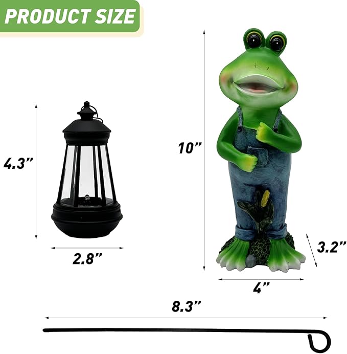Solar Lantern Garden Statues Decor, Outdoor Frog Figurine Lights for Yard Patio Decoration - Unique Christmas Housewarming Gift for Grandma Wowen Mom