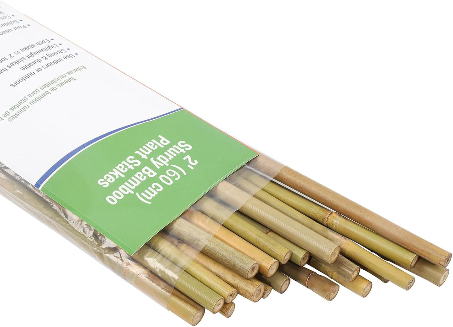 Natural Bamboo Poles, 2 Feet Bamboo Sticks for Plants, Wood Garden Stakes for Tomato, Bean, Flowers, Trees Potted and Climbing Plants, 25 Pack