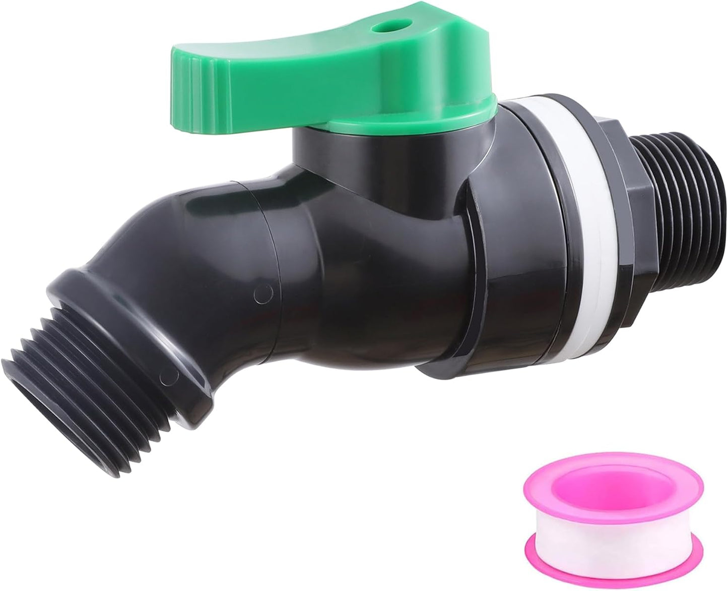 Plastic Rain Barrel Spigot, High Flow Valve Core, 3/4 NPS Inlet x 3/4 GHT Outlet Bulkhead Valve for Outdoor Plastic Bucket Rain water Drum Container Down Spout Collector in