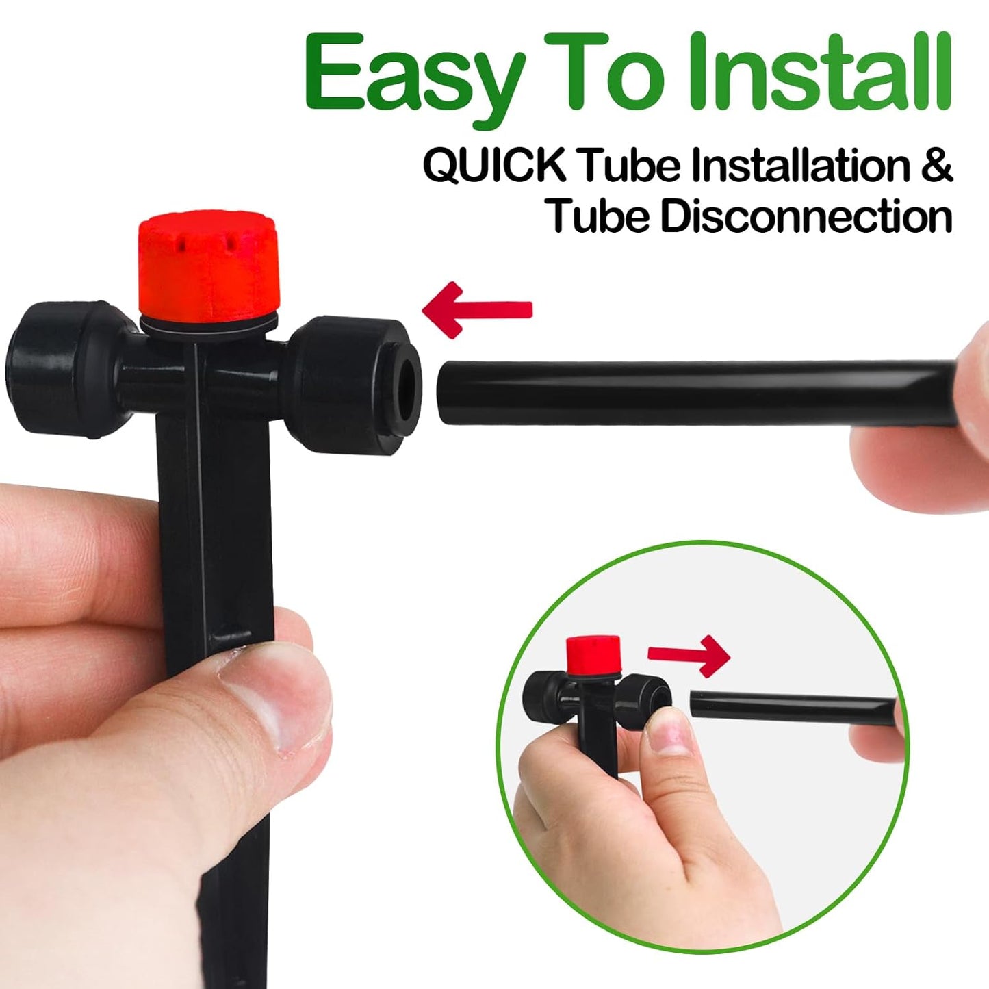 Push-to-Fit Drip Irrigation Emitters for 1/4" Drip Irrigation Tubing, 20 Pcs Adjustable 360 Degree Water Flow Drippers Sprayer on Stake 360° Full Circle Multi-Stream Irrigation In-line Dripper